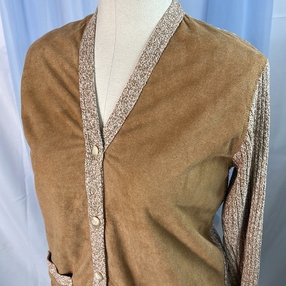 Adrienne Vittadini silk blend tan cardigan size L - Picture 2 of 7